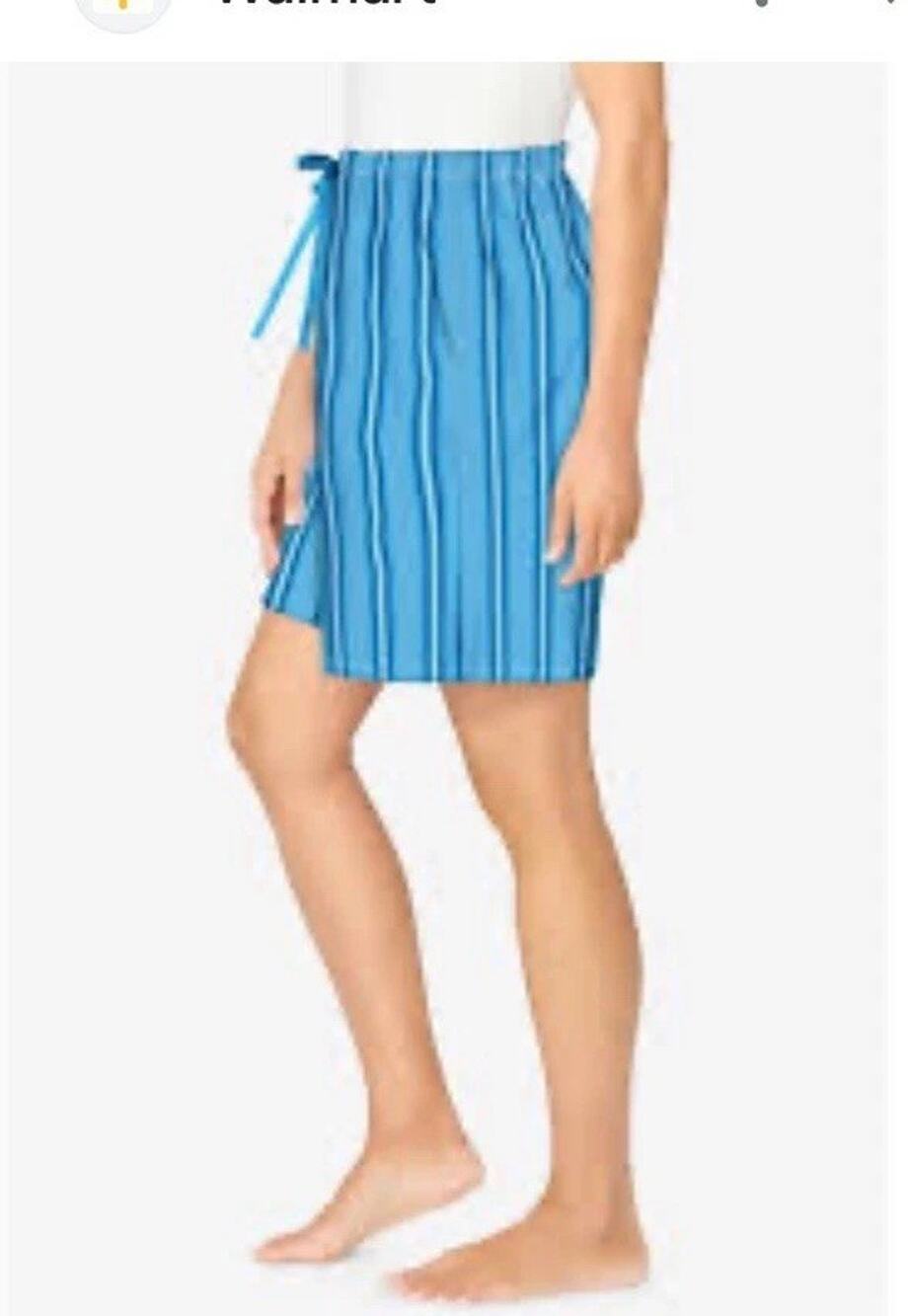 Dreams & Co Woven Sleep Short Blue Stripe Size Plus 4X Drawstring Lounge NEW